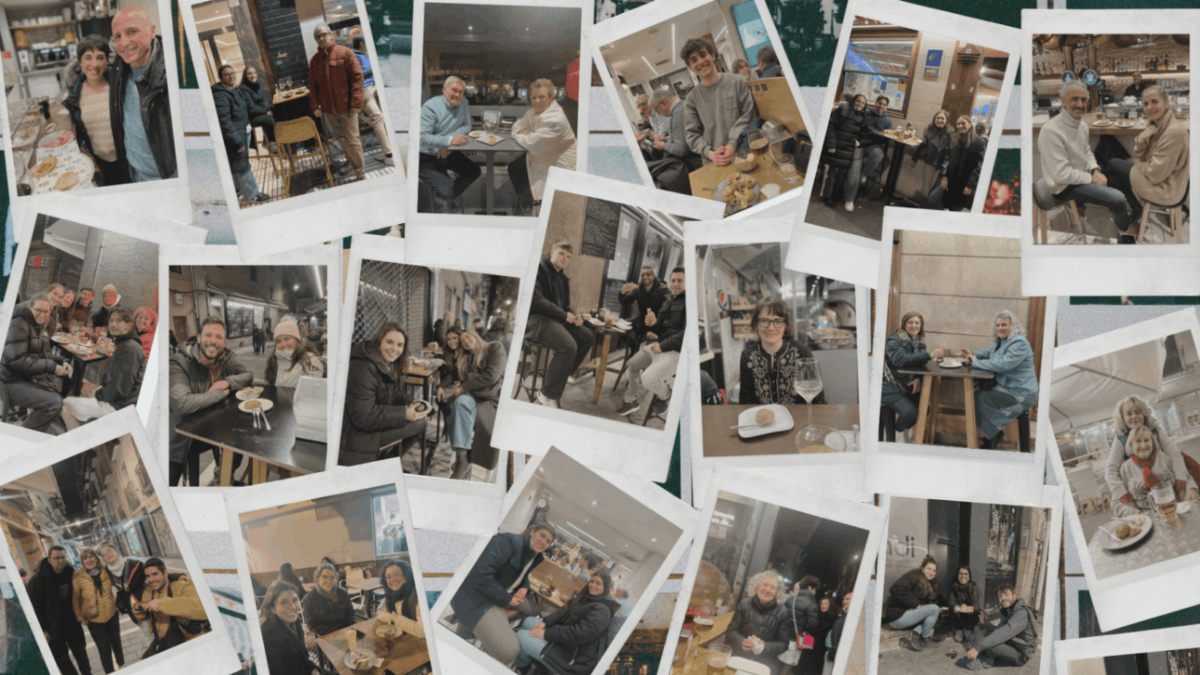 Polaroids de personas de pintxos por Pamplona.